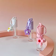 2.5 ミリリットル既製ピンクラブリップグロスチューブ穴付きキーホルダー DIY リップ釉薬リップ泥ボトル
