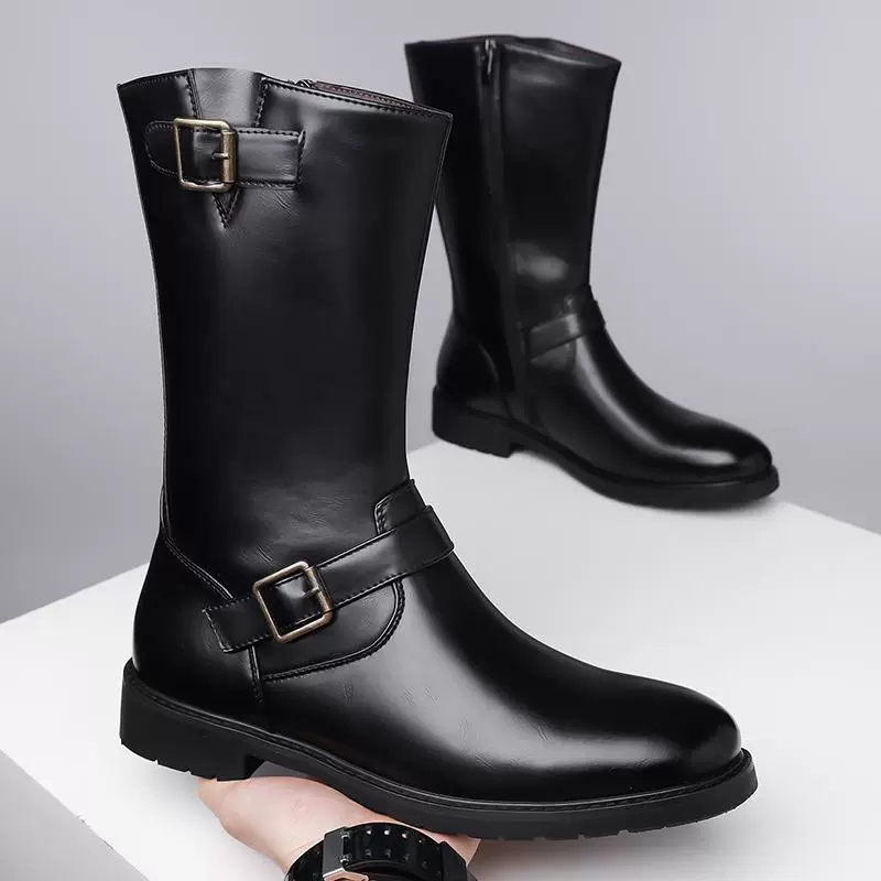 Зимние новые мужские сапоги плюс размер монгольские сапоги Martin 46 мягкая кожа черные расширенные сапоги 47 высокая банда мужская обувь тибетские сапоги