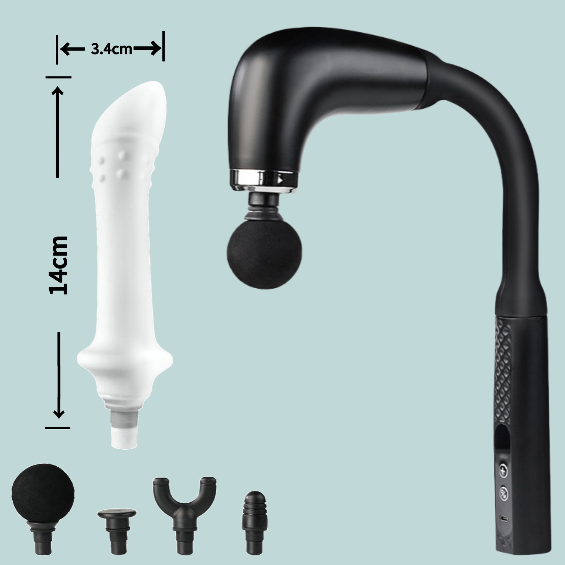 Transfronterizo codo pistola de fascia muscular multifuncional masaje cervical espinal pistola de masaje eléctrico lumbar cabeza de silicona modificada image 12