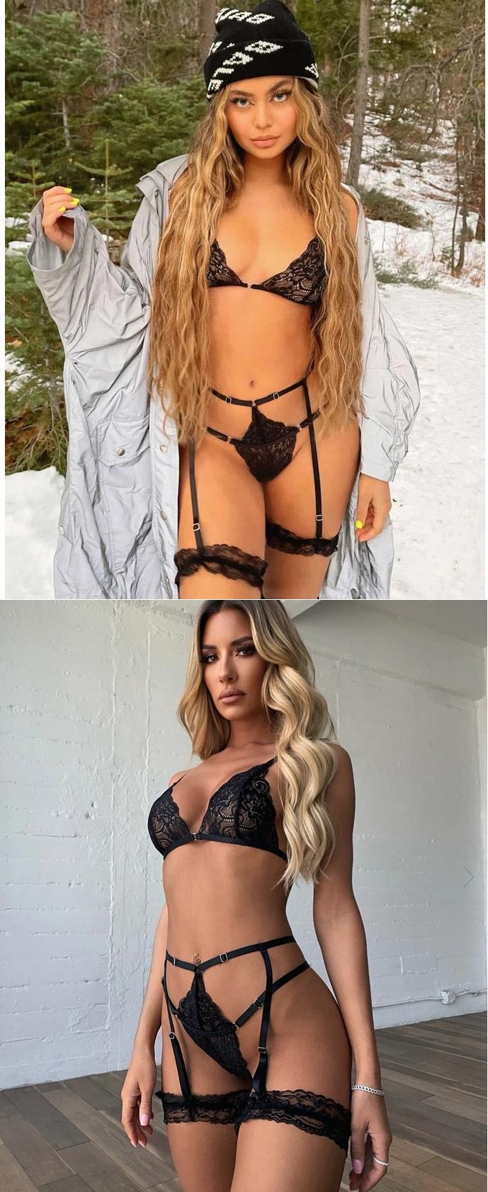 Cross-lace Patchwork Lingerie Set - Detail View