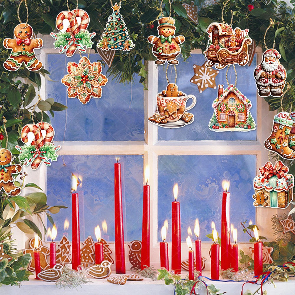 Nuevos adornos colgantes para fiestas navideñas, suministros de decoración navideña con temática de hombre de jengibre de invierno