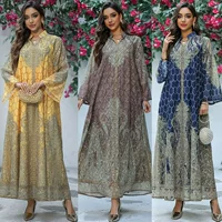 AB450 Ближневосточная трансграничная мусульманская женская одежда Abaya одеяние с вышивкой горячее бриллиантовое платье модное платье