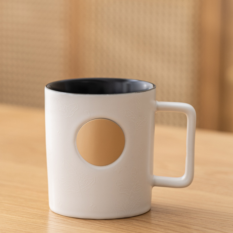 Escuela Wenchuang taza de agua taza de bronce taza de cerámica taza pintada a mano taza de bronce taza de publicidad de talla en relieve LOGO