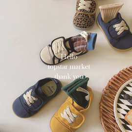 TOPSTAR厂家直发现货帆布鞋豹纹韩版儿童鞋子大魔术贴时尚鞋1221