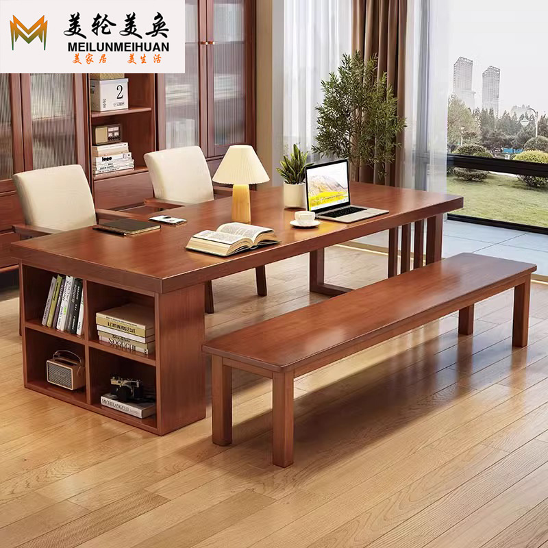 Solid Wood Desk Living Room Multi-Person Home Double Study Table Four-Person Desk Storage Large Writing Desk Long Table Solid Wood Desk Living Room Multi-Person Home Double Study Table Four-Person Desk Storage Large Writing Desk Long Table