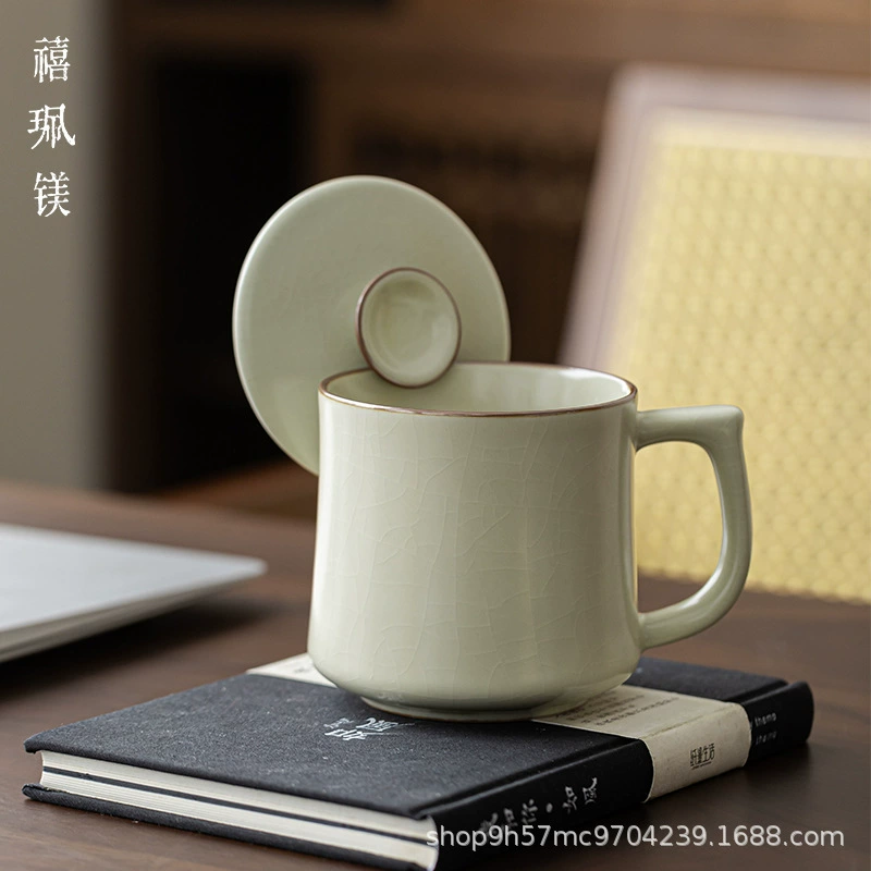 Безель Beige Ruyao емкость больших размеров офисная чашка, чайная чашка с крышкой для ветеранов кадров, чайная чашка для личного использования пожилыми