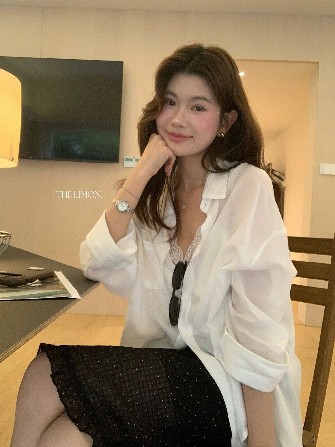 Áo sơ mi nữ tay dài chất liệu tencel phong cách lười biếng ấm áp — Vàng nhạt, xanh lam, Xanh lá cây nhạtcolor, màu hồng chi tiết 41