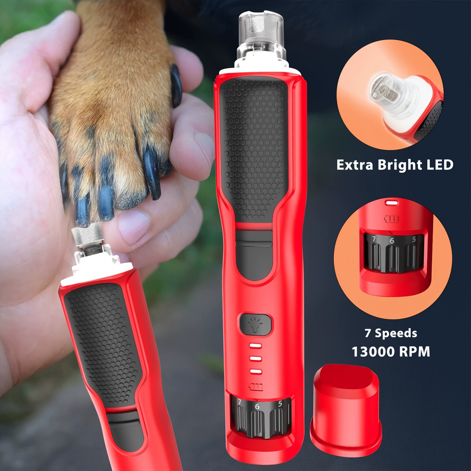 2025 новых кросс-бордерных дропшиппингов перезаряжаемых машинок для стрижки когтей для животных (с LED подсветкой), 7 скоростей, кросс-бордерный дропшиппинг