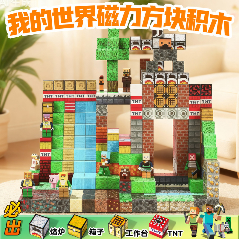 Preferred Minecraft Magnetic Block Building Blocks Boys Christmas Gift Children's Magnetic Educational Toy Gift Set