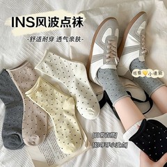 波点の靴下の子供の春秋の薄いタイプの防臭は汗の純綿を吸収して縁の中の筒の靴下を巻いて、日系は靴下の諸及び靴下業を積みます。