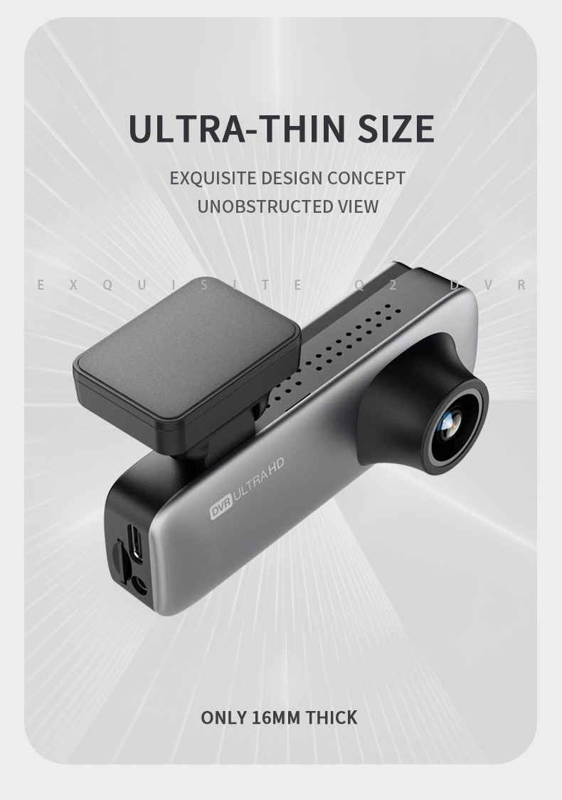 2K+1K Front and Rear Dual Recording Hidden Dash Cam 1.47inch Car-Mounted Dual-Lens Wifi Recorder