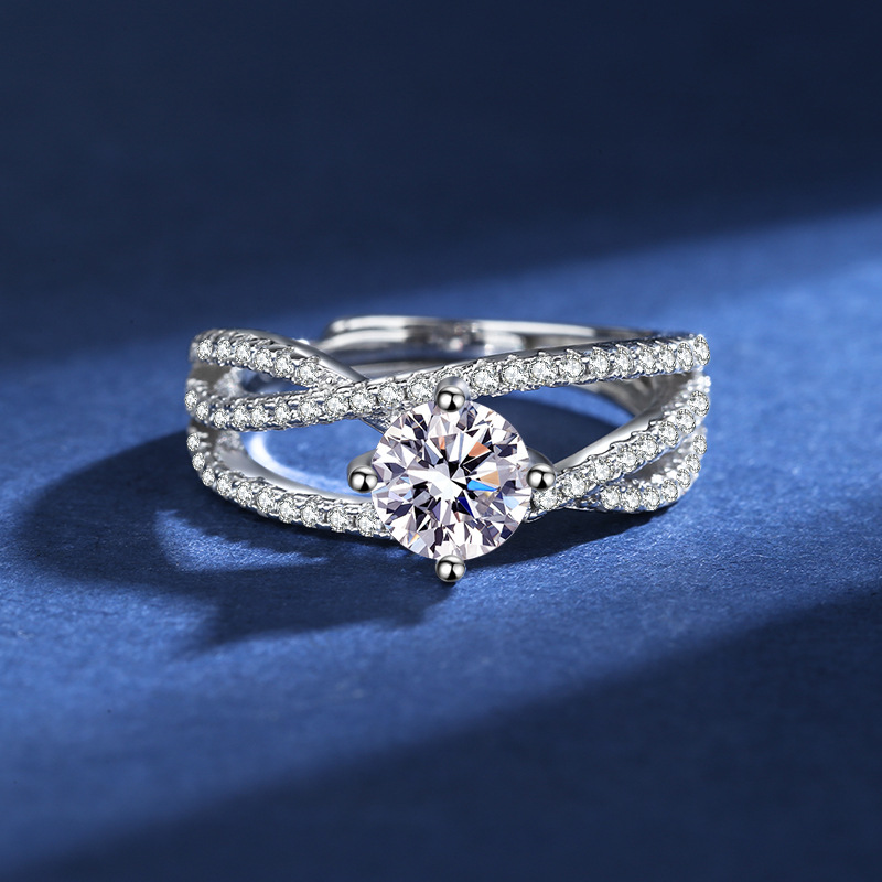 anel d cor moissanite charme jóias prata anéis de casamento