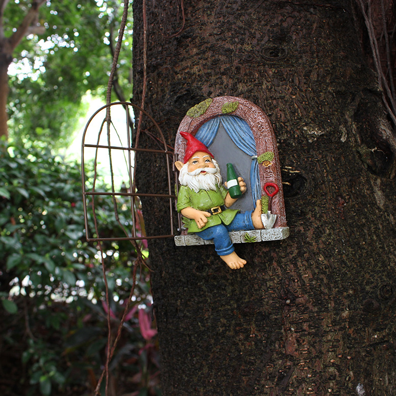    new drinking dwarf open and close iron window outdoor courtyard creative landscape pendant decoration 