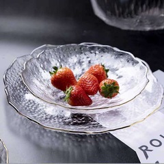 北歐異形冰點盤子創意家用果盤網紅不規則形狀餐具金邊碗碟套裝