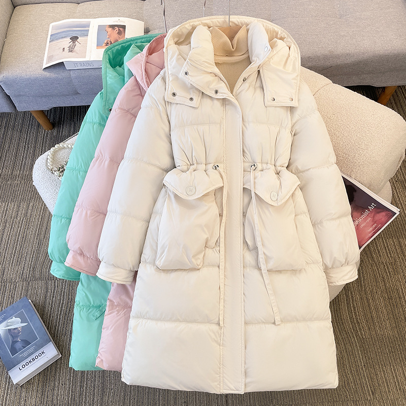 Europa y América ropa de algodón mujer 2025 invierno nuevo estilo de ropa de algodón coreana con capuchón grueso medio largo abrigo de pan suelto al por mayor image 2