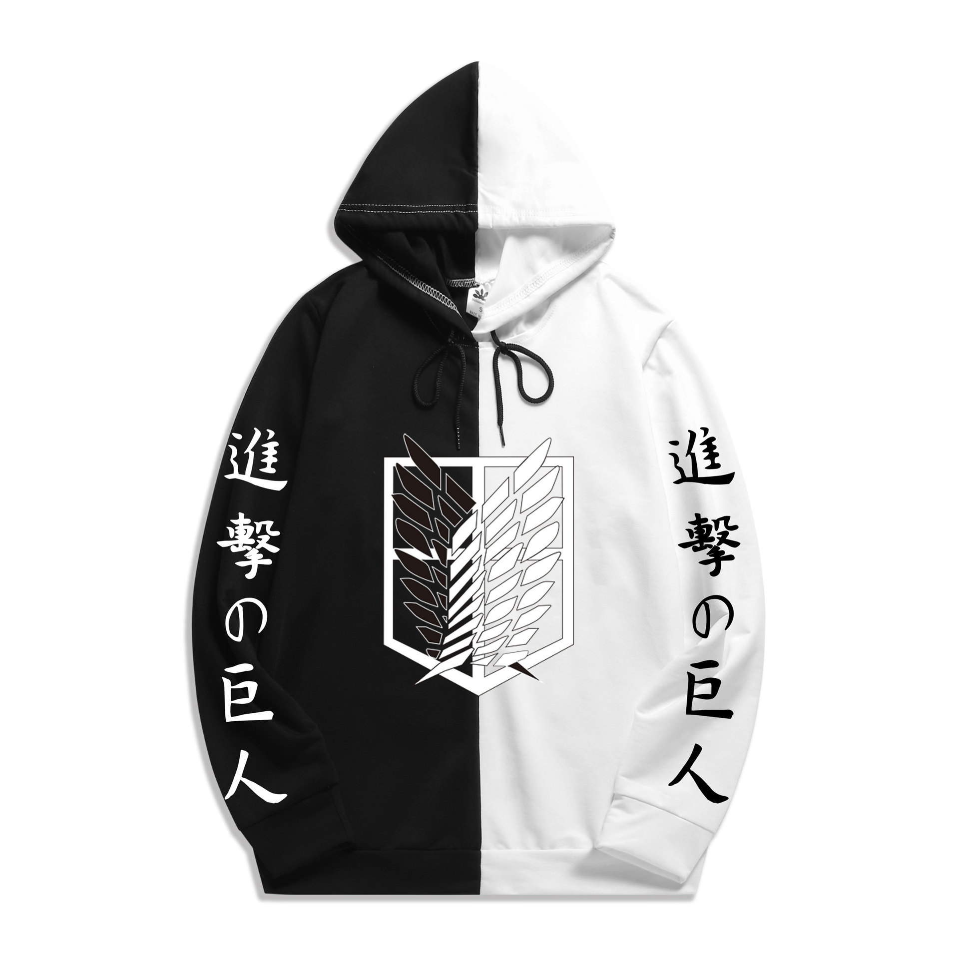 2024 Sudadera gigante de ataque de anime japonés Estilo conciso Sudadera con capucha de costura para hombres y mujeres Jersey Top