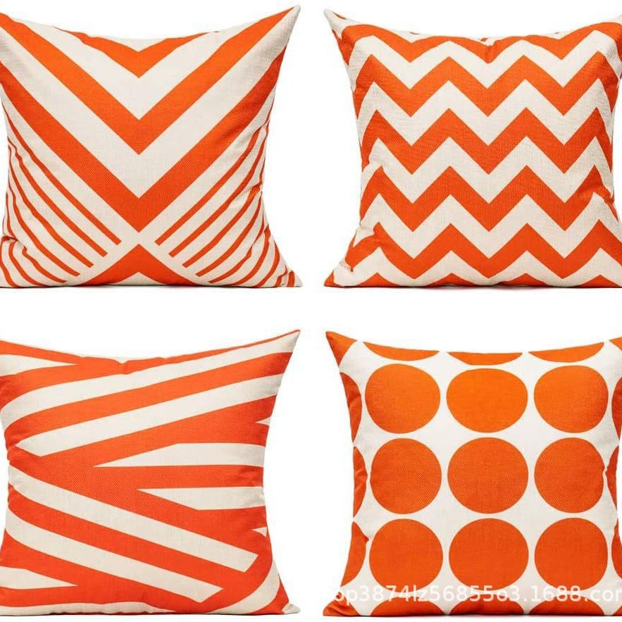 Hot sale retro orange geometric pattern indoor and outdoor decorative sofa pillow pillow cover manufacturers can be wholesale