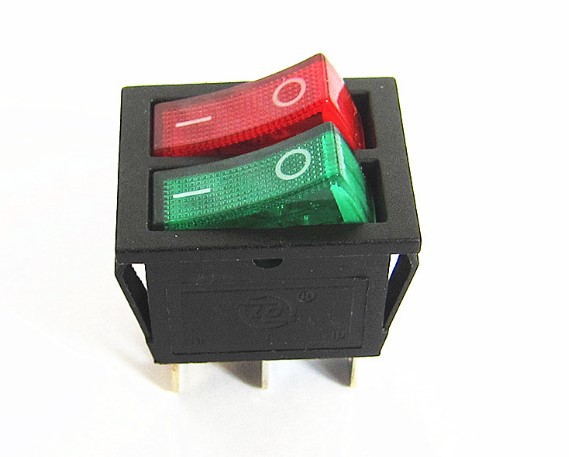 双联船型开关红绿色带灯2档6脚六脚电源按钮开关电饼铛电暖器油汀