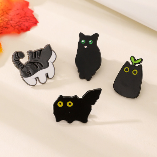 Japanese and Korean cute colorful oil-droplet animal brooch, Western and European creative silly kitten alloy badge pin, clothing accessory