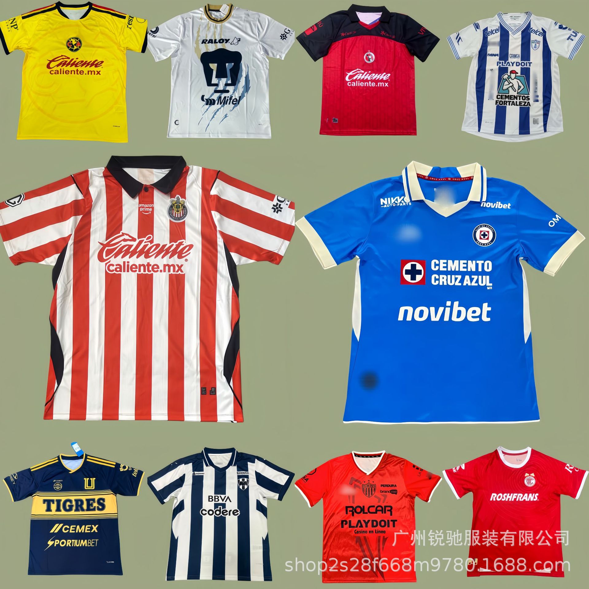 2627 Liga Mx Fan Blue Cross Chivas Pumas America Tigers Short-Sleeved Jersey Football Uniform