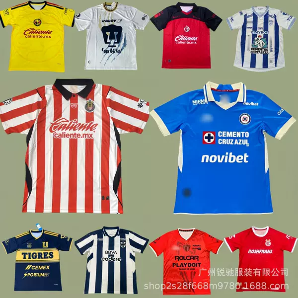 2627 Liga Mx Fan Blue Cross Chivas Pumas America Tigers Short-Sleeved Jersey Football Uniform