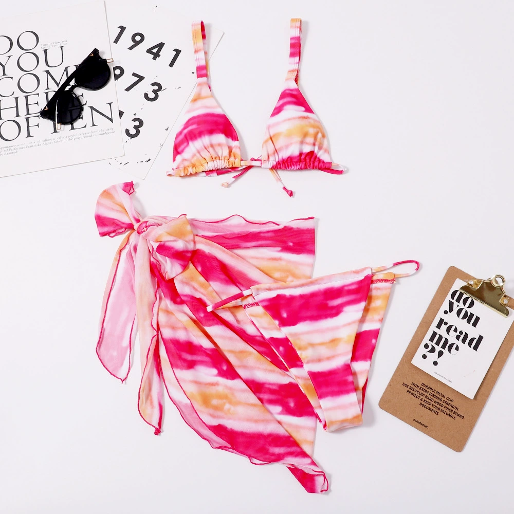 Sexy split swimwear, set, 2022 collection, 3 piece set