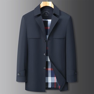 Fat Boy 2023 Spring and Autumn Plus Size Windbreaker Men's Jacket Extra Large Loose Mid-Length Solid Color Cloak