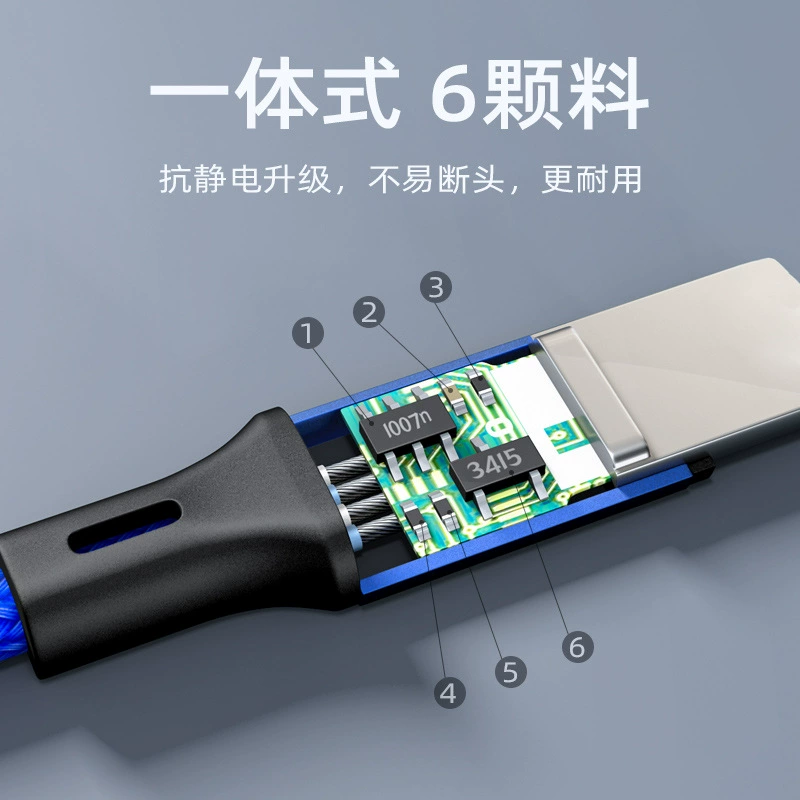 Переходник Type-C к одному разъему: три данных кабеля, USB-C тройной разъем, трехступенчатая быстрая зарядка, нейлоновый плетёный кабель оптом