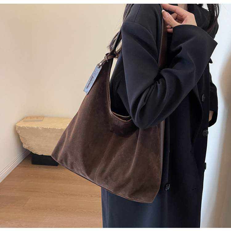 Women's Suede Tote Bag Reversible Large Capacity Shoulder Bag_voghion.com