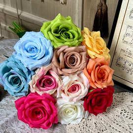 单支角玫仿真假花绢花田园花艺婚庆婚礼家居场景装饰花卉摄影道具