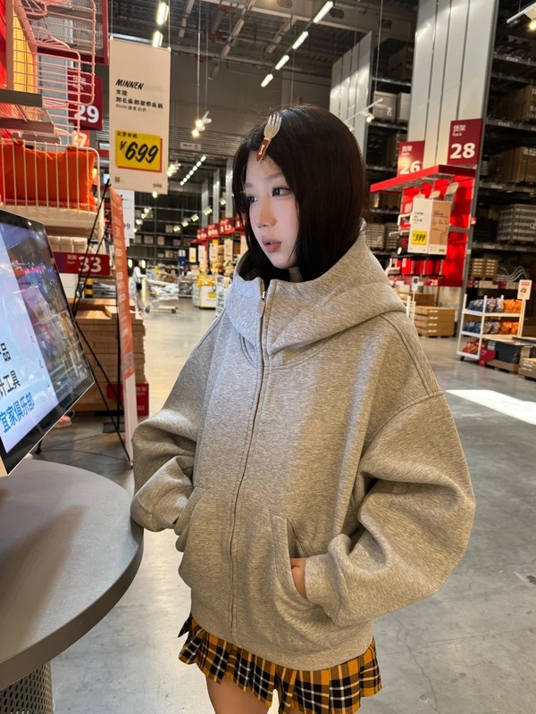 山东即墨卫衣连帽外套秋季2025新款美式高街重磅宽松开衫中性穿搭|undefined