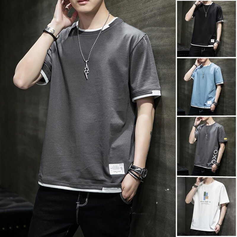 Men's short-sleeved T-shirt casual half-sleeved summer youth loose top men's New ins fashion brand summer short-sleeved men's