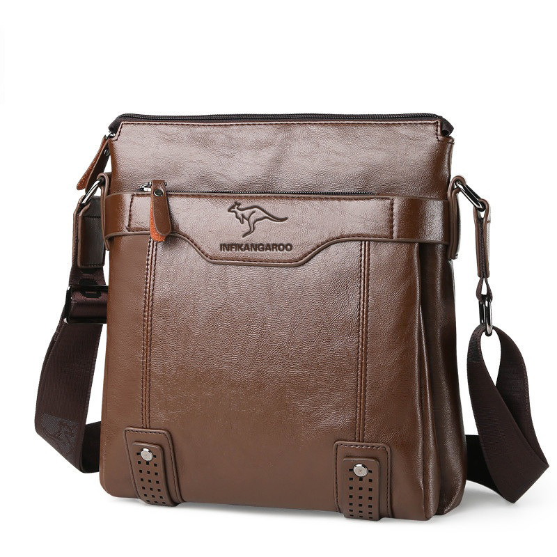 New Men's Bag Men's Shoulder Bag Business Retro Casual Crossbody Bag Zipper Men's Bag Shoulder Vertical Leather Bag