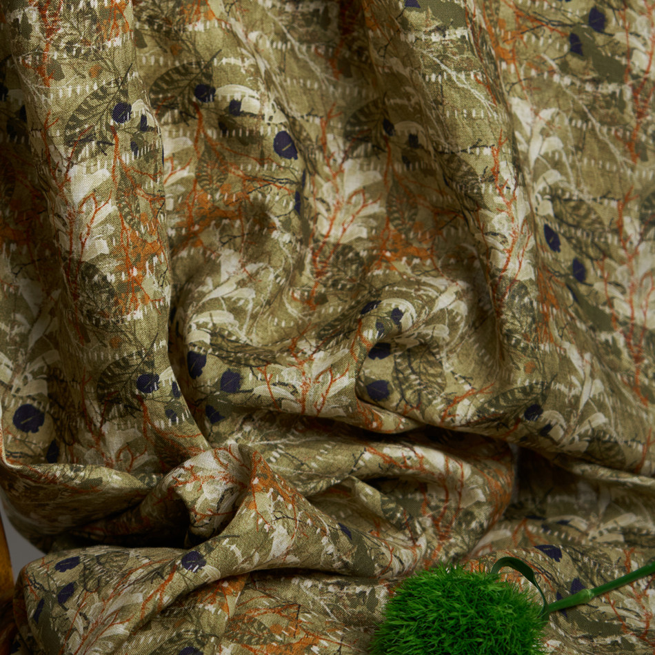 【托斯卡纳】春秋砂洗纯亚麻数码印花袍子衬衫连衣裙田园服装面料