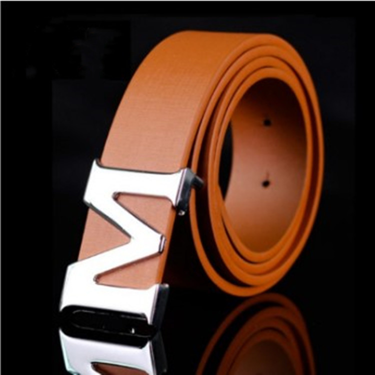 Elegant Men's Smooth Buckle Belt, Fashion Alloy Letter Belt_voghion.com