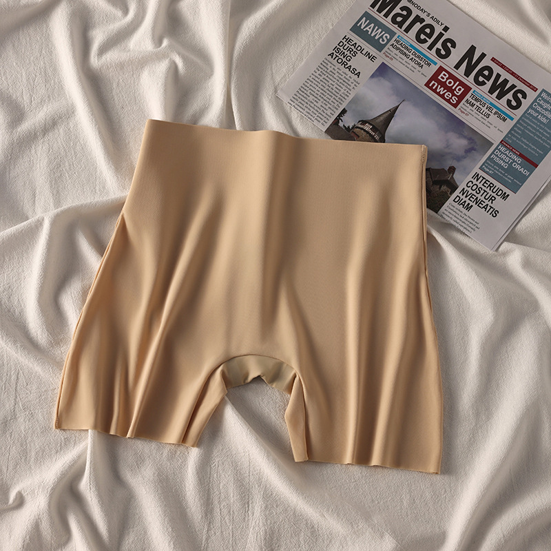 7A pantalones de seguridad de cintura alta sin costuras de seda de hielo para mujer, abdomen y caderas, ropa interior antibacteriana, estilo fino de verano, transpirable, anti-rizado, sin cintura