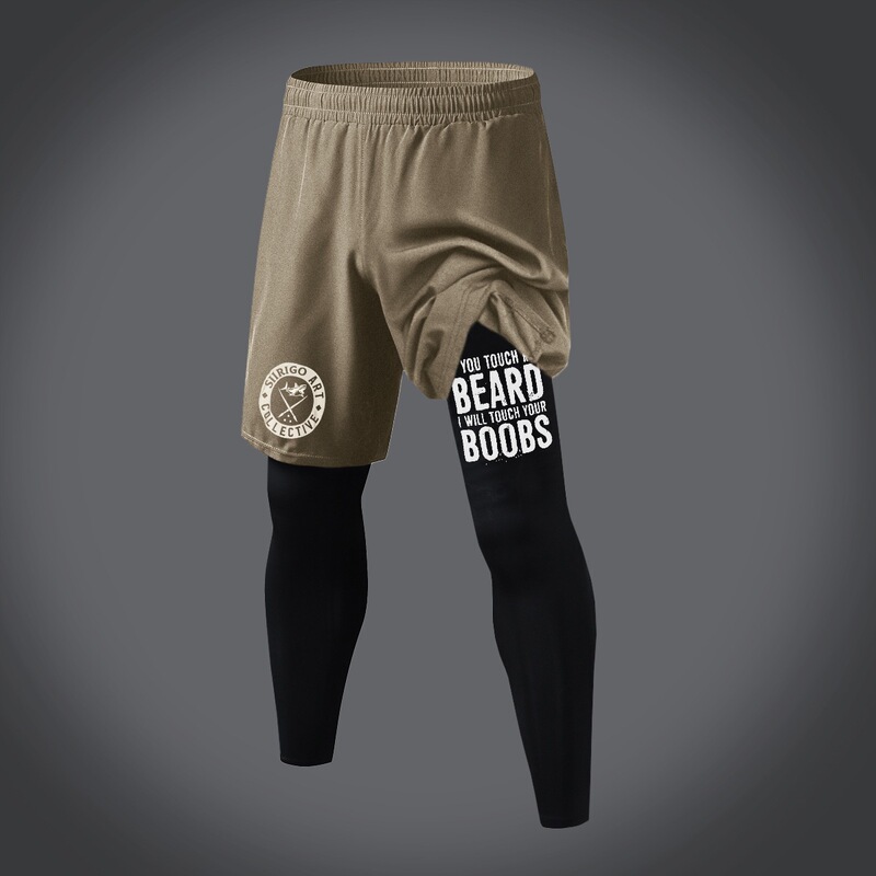 Cross-border Sports Shorts Trendy Fake Two-piece Foreign Trade Men's Shorts Long Independent Station Fashion plus size Trousers Sports Pants