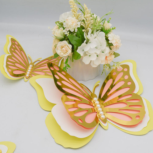Cross-border 3D three-dimensional hollow butterfly wall sticker four-layer pearlescent paper butterfly wedding holiday decoration butterfly sticker