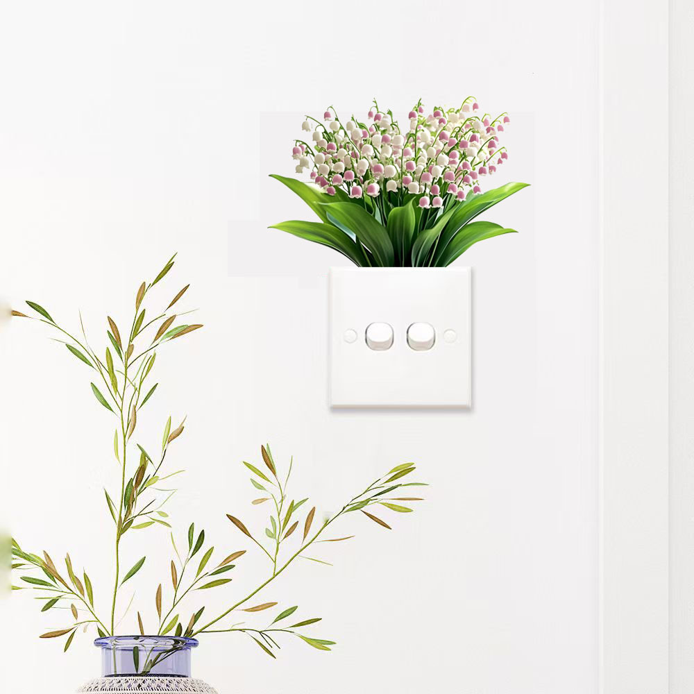 Nuevas flores de orquídea planta de pared interruptor de pegatinas de sala de estar dormitorio decoración del hogar pegatinas autoadhesivas impermeables