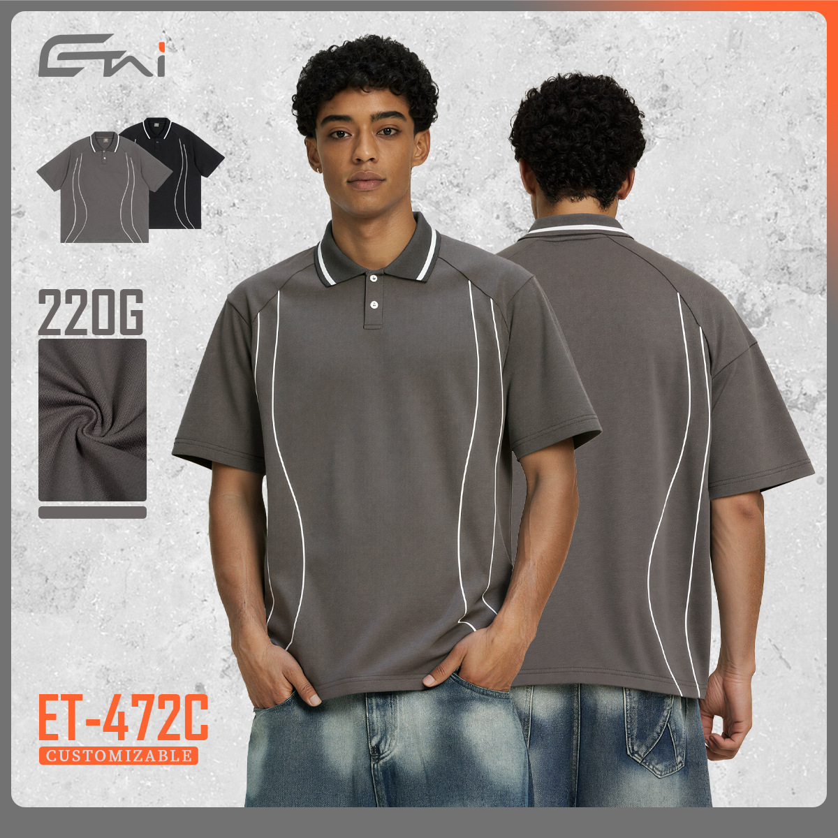 Marca de moda cuadrada estilo de contraste de color incrustación polo camiseta de alta calidad de algodón cuello roscado vestido casual de hombre mangas cortas