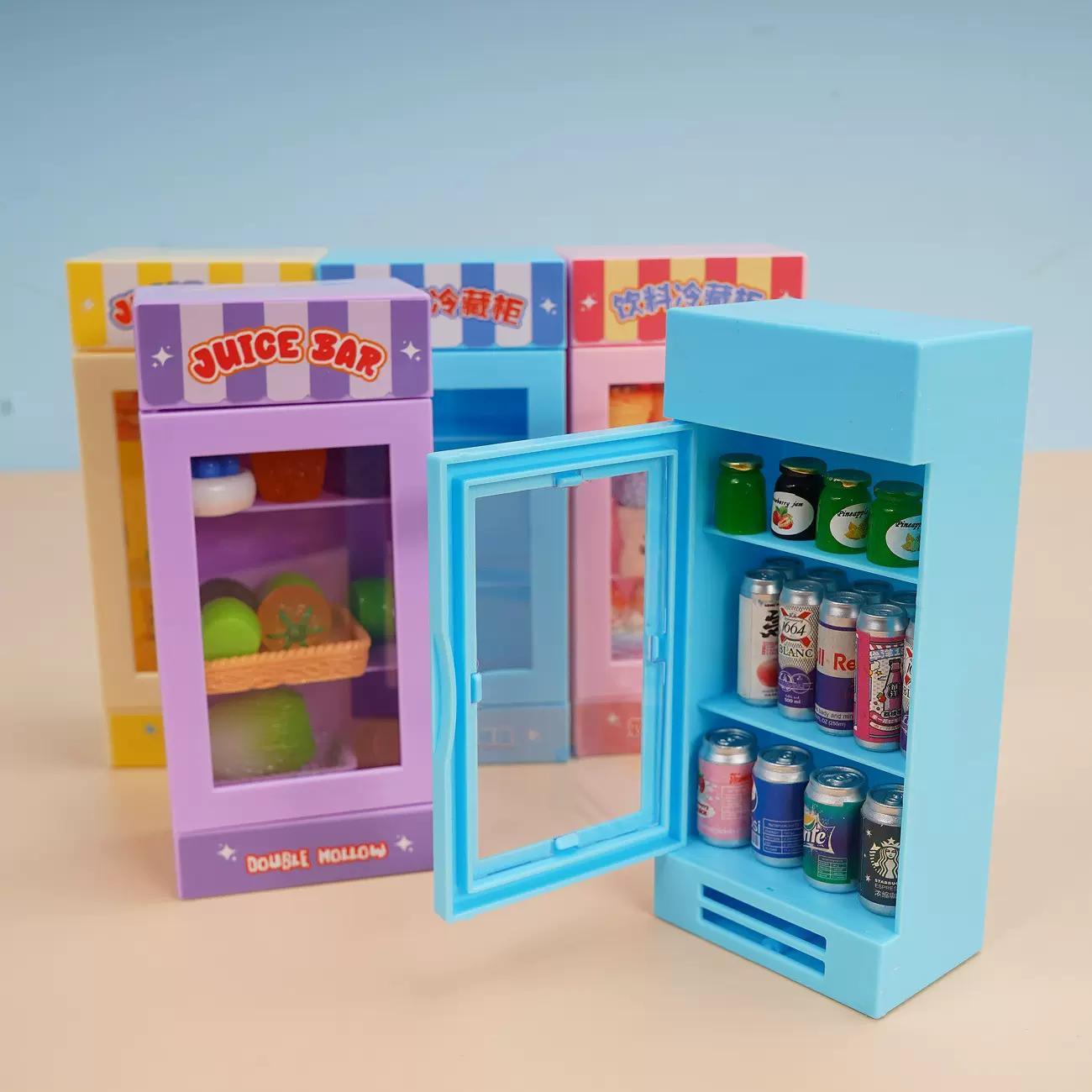 仿真迷你冰箱冰柜饮料机收纳模型  微缩食玩摆件儿童过家家玩具