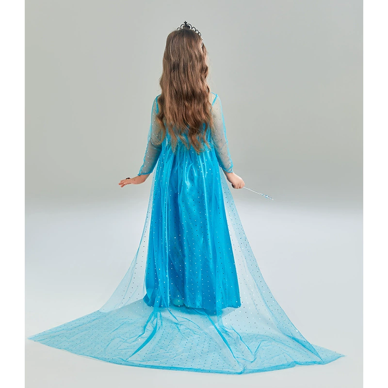 Платье принцессы Frozen для девочки, юбка-платье с накидкой, набор аксессуаров: корона, палочка, серьги