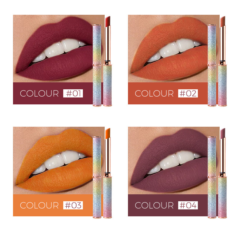 VIBELY Foreign Trade Starry Sky Shining matte Lipstick, non-stick cup, non-fading, small diamond heel Lipstick, cross-border wholesale undefined
