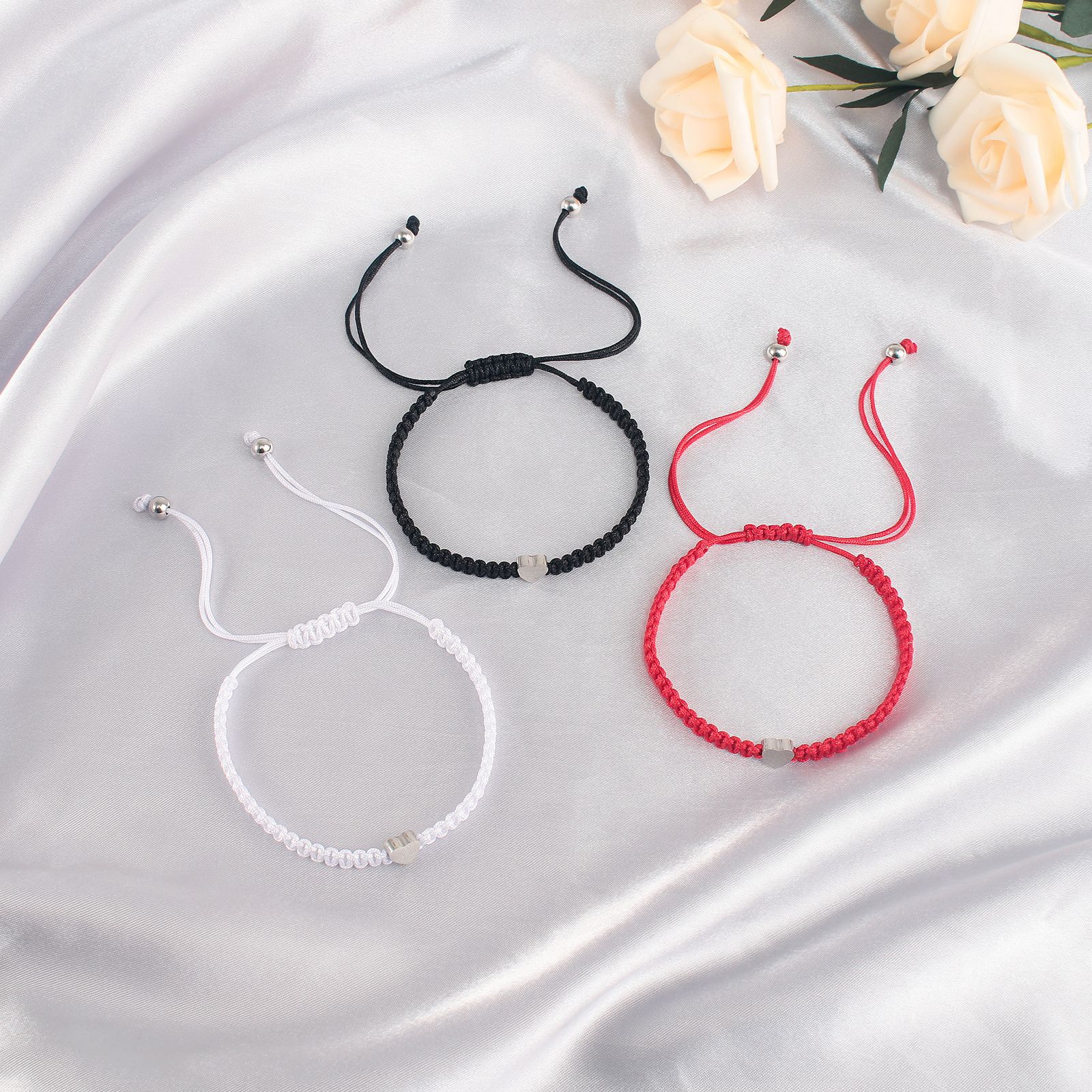 Bracelets Classification Nylon Chain Material 1 Piece Simple Style Heart Shape Stainless Steel Nylon Unisex Bracelets