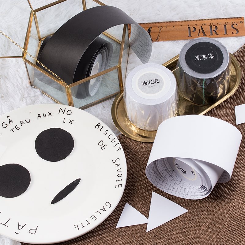 Journaling tape, base tape, and paper white floral journal tools&mdash;DIY decorative black-and-white background stickers for your journal.