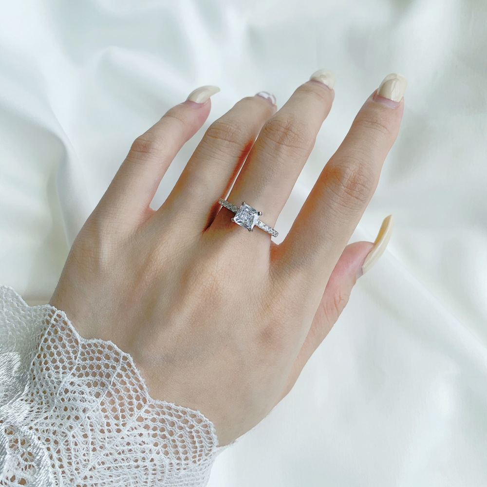 Fashion Square Sterling Silver Plating Inlay Zircon Rings 1 Piece