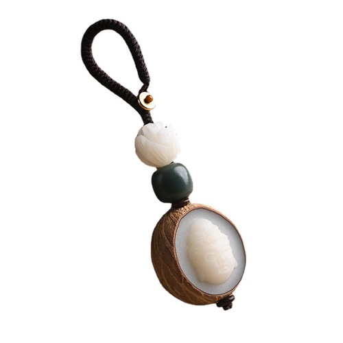 Original Seed Bodhi Carving Lotus Car Keychain Pendant Guanyin Maitreya Buddha Head Keychain Phone Chain Unisex Accessories