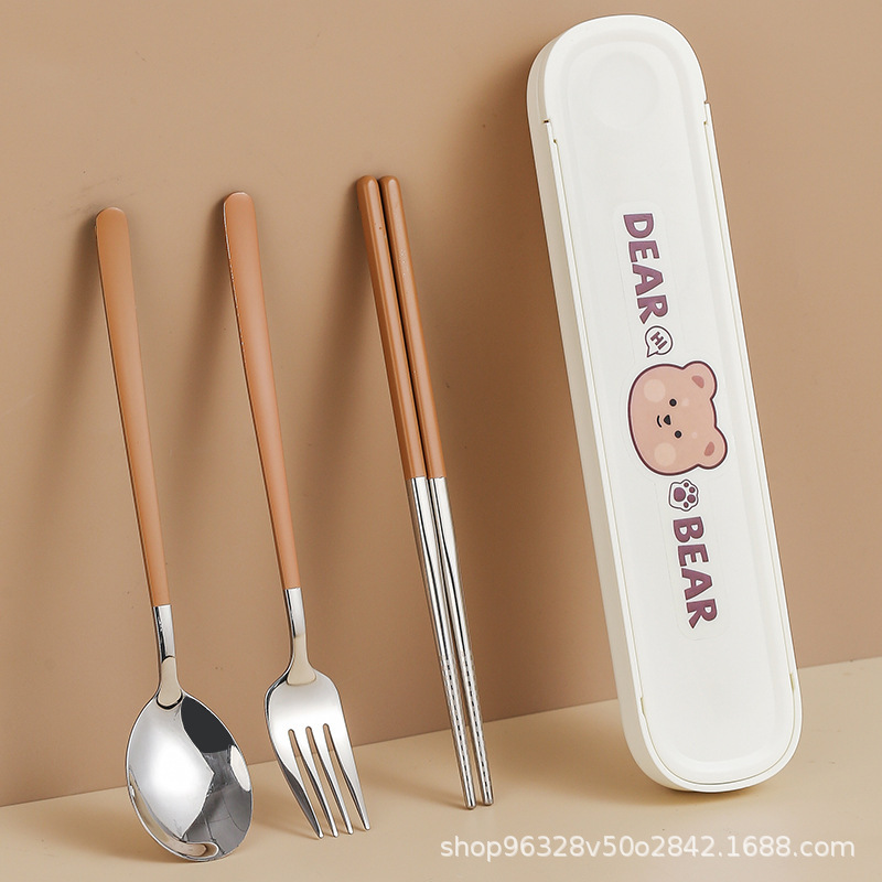Chopsticks Spoon Set 304 Stainless Steel Student Portable Tableware Travel Meal Box Three-piece Set Fork Spoon Chopsticks Set Chopsticks Spoon Set 304 Stainless Steel Student Portable Tableware Travel Meal Box Three-piece Set Fork Spoon Chopsticks Set