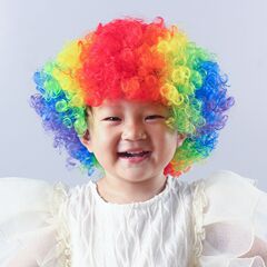 爆発頭かつら子供の幼稚園の演技道具道化師の頭カバー舞台お笑いファンのカラーかつら