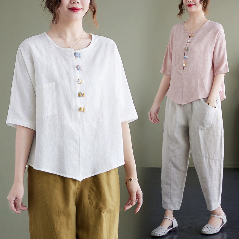 Retro thin summer T-shirt, with short sleeve